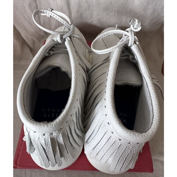 Hollie Watman FRINGED MOCASSIN WHITE Sneakers leather size 8 Mid High Top Shoee - Picture 7 of 15
